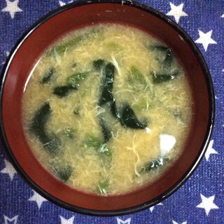 ほうれん草で♪かき玉味噌汁